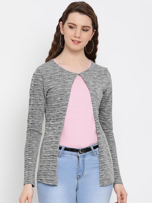 button detail long sleeved shrug - 16166110 - Very Small Image - 1