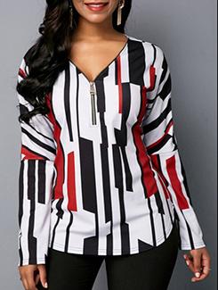v-neck geometric tunic - 16166675 - Very Small Image - 1
