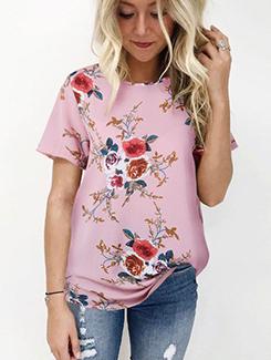 round neck floral top - 16166713 - Very Small Image - 1
