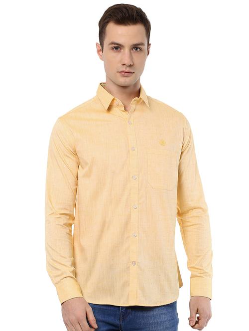 yellow cotton casual shirt - 16167145 - Very Small Image - 1