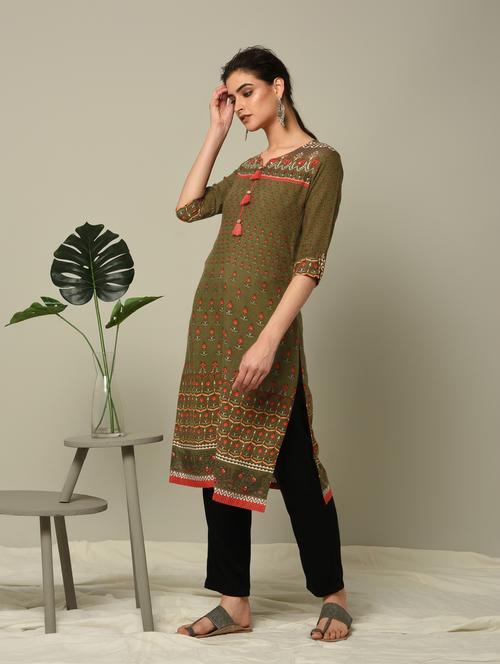 ditsy floral straight kurta - 16167231 - Very Small Image - 1