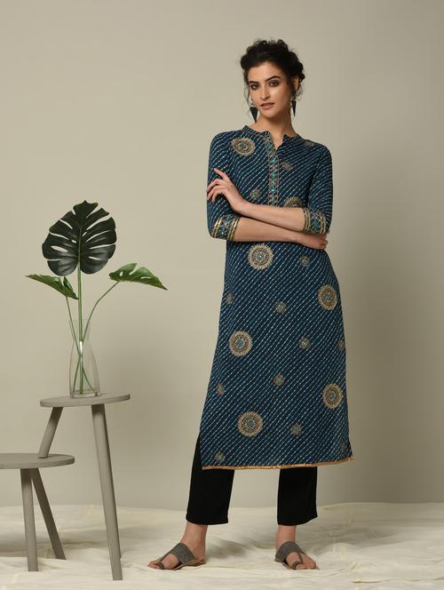 leheriya embroidered straight kurta - 16167274 - Very Small Image - 1