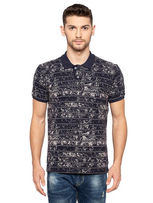 navy blue all over print tshirt - 16167363 - Very Small Image - 1