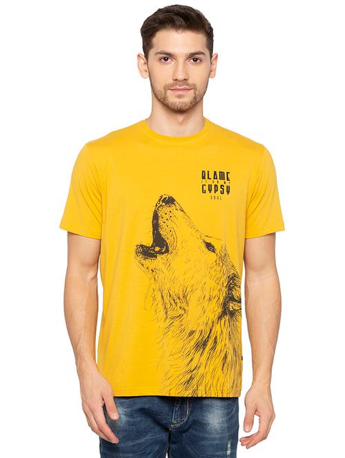yellow front print tshirt - 16167374 - Very Small Image - 1