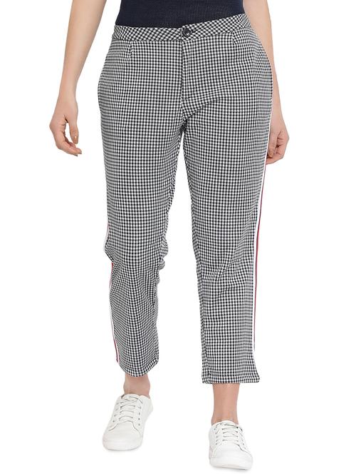 side tape gingham flat front trouser - 16167784 - Very Small Image - 1