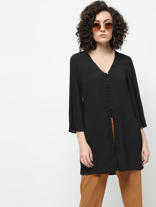 front slit button detail tunic - 16167806 - Very Small Image - 1