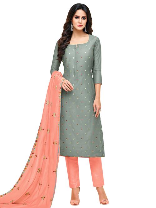 embroidered unstitched straight pant suit - 16168552 - Very Small Image - 1