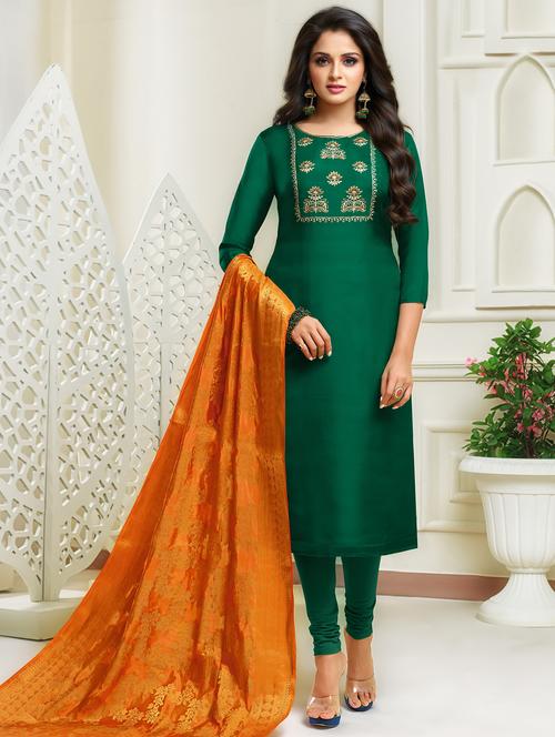 straight churidaar unstitched suit - 16168573 - Very Small Image - 1