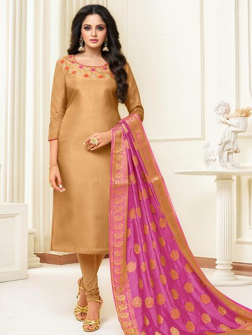 straight churidaar unstitched suit - 16168576 - Very Small Image - 1