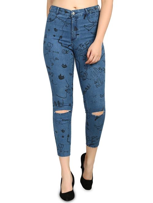 knee slit quirky cropped jeans - 16168707 - Very Small Image - 1