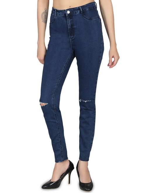high rise knee slit jeans - 16168715 - Very Small Image - 1