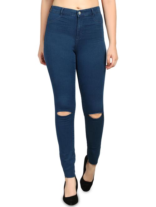 frayed hem knee slit jeans - 16168725 - Very Small Image - 1