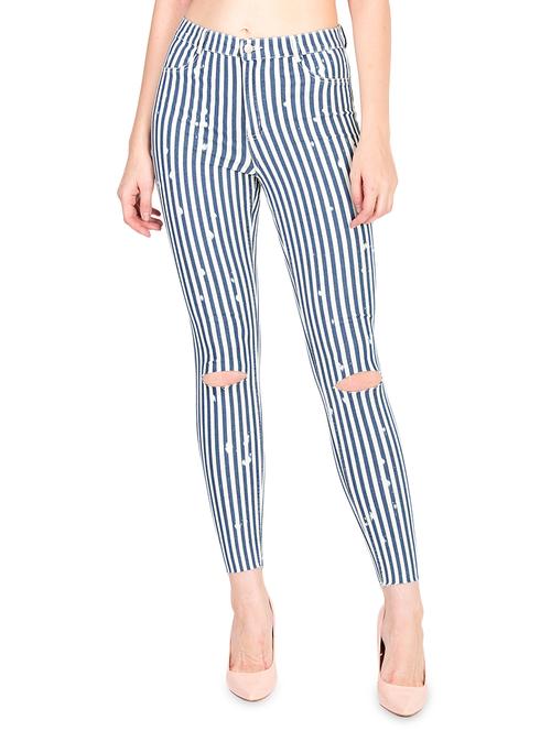 knee slit striped jeans - 16168734 - Very Small Image - 1