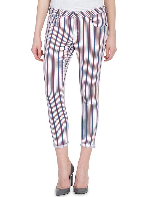 frayed hem striped cropped jeans - 16168747 - Very Small Image - 1