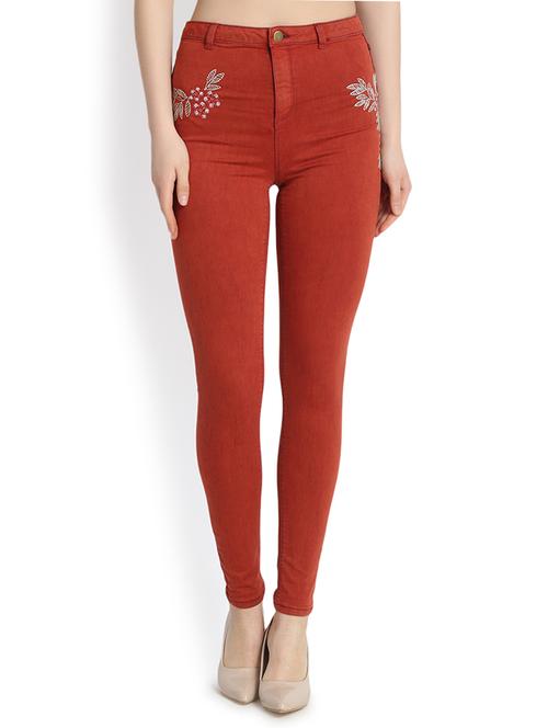 high rise embroidered jeans - 16168787 - Very Small Image - 1