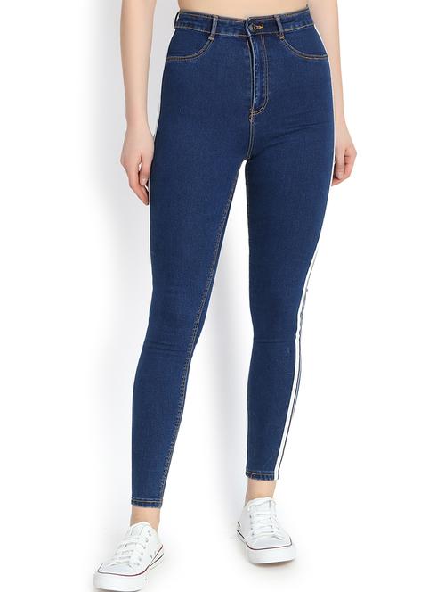 high rise side taped jeans - 16168810 - Very Small Image - 1