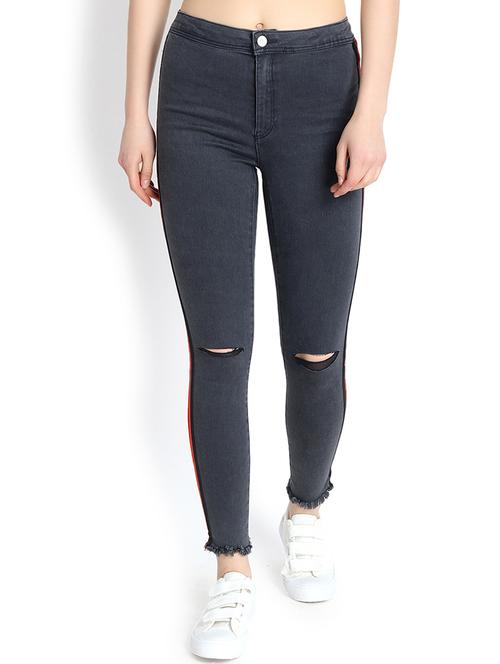 knee slit side taped jeanss - 16168833 - Very Small Image - 1