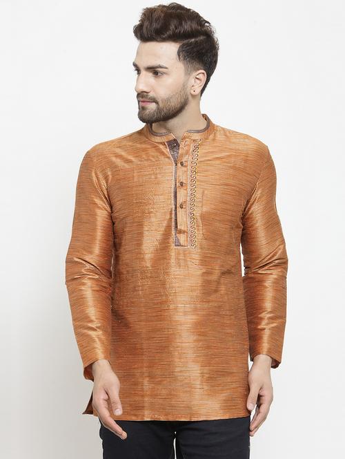 orange striped short kurta - 16168963 - Very Small Image - 1