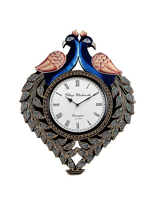 hand decorated peacock analog wall clock - 16169149 - Very Small Image - 1