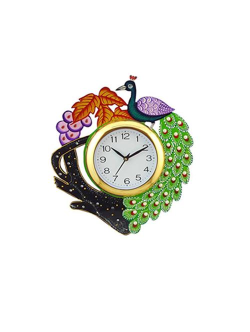 hand decorated peacock wall clock - 16169214 - Very Small Image - 1