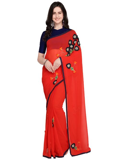 patch work embroidered saree - 16169333 - Very Small Image - 1