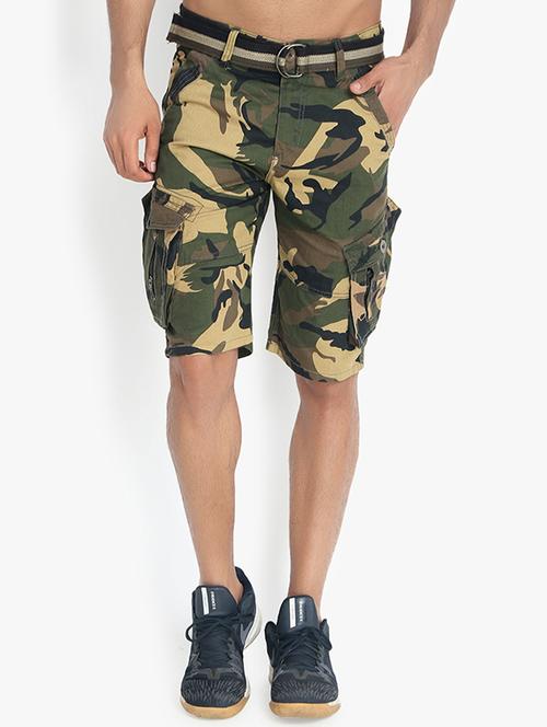 green camouflage print cargo shorts - 16169388 - Very Small Image - 1