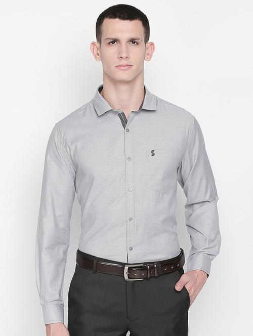 grey cotton blend formal shirt - 16169402 - Very Small Image - 1