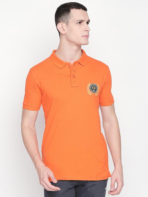 orange solid polo tshirt - 16169503 - Very Small Image - 1