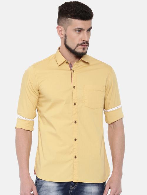 yellow solid casual shirt - 16169528 - Very Small Image - 1