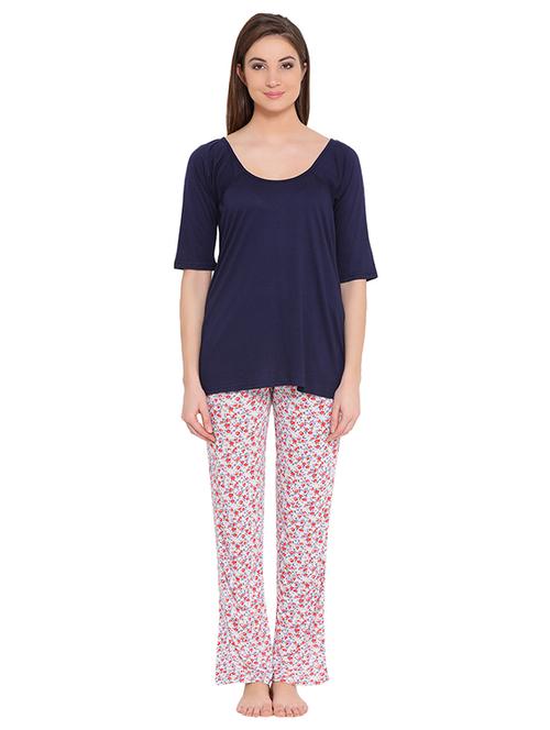 scoop neck top and floral pajama set - 16170005 - Very Small Image - 1