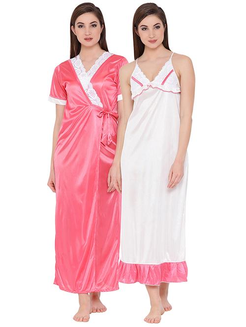 lace detail nighty and robe set - 16170077 - Very Small Image - 1
