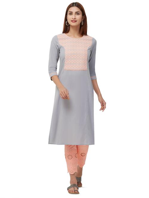 embroidered straight kurta - 16170664 - Very Small Image - 1