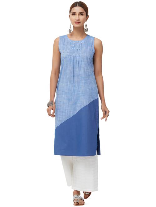 color block straight kurta - 16170690 - Very Small Image - 1