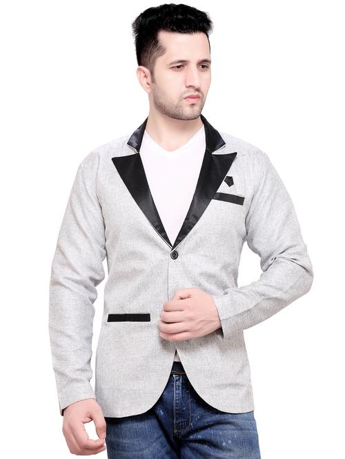 silver single breasted casual blazer - 16171125 - Very Small Image - 1
