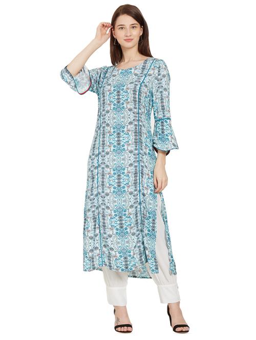 printed bell sleeves kurta - 16172371 - Very Small Image - 1