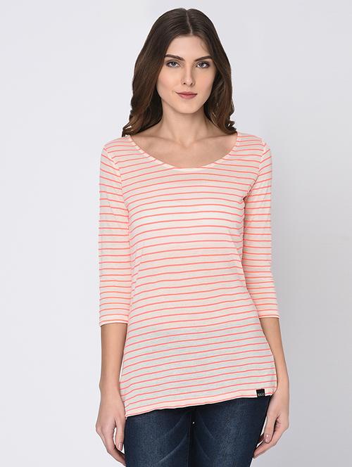 scoop neck striped tee - 16172753 - Very Small Image - 1