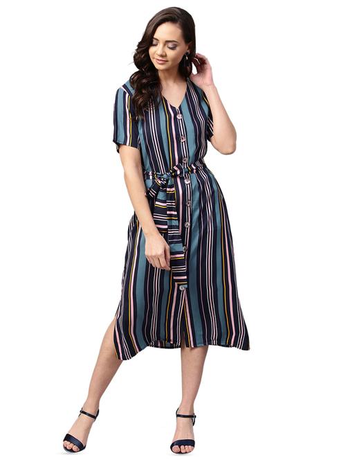 tie front striped dress - 16173027 - Very Small Image - 1