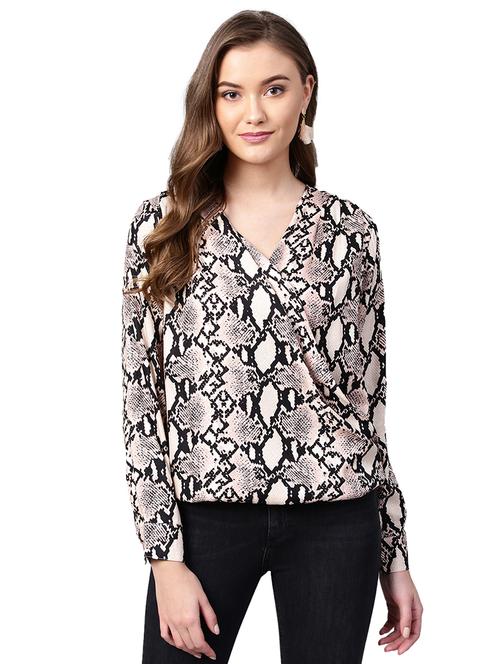 snake print wrap top - 16173048 - Very Small Image - 1