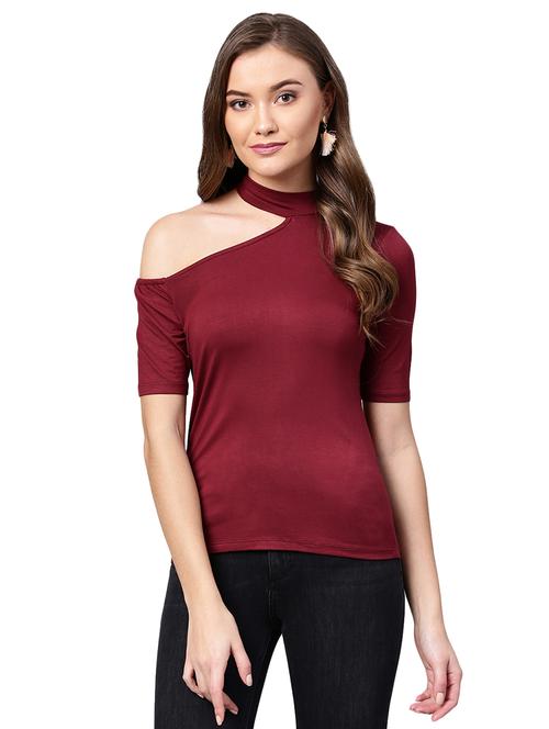 choker neck single shoulder top - 16173083 - Very Small Image - 1
