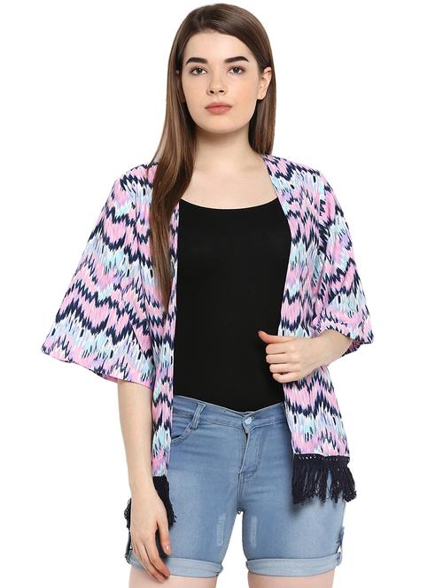 contrast fringed lace shrug - 16173373 - Very Small Image - 1