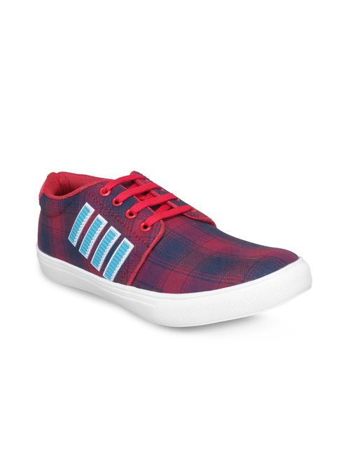 red fabric lace up sneakers - 16174297 - Very Small Image - 1