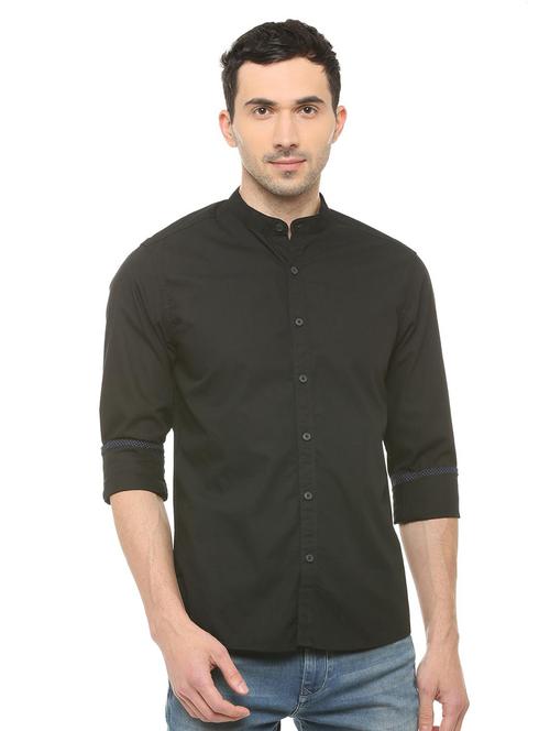 black solid casual shirt - 16174623 - Very Small Image - 1