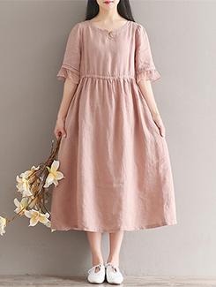 lace detail drawstring a-line dress - 16176428 - Very Small Image - 1