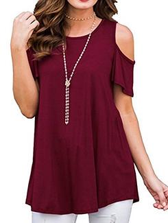 cold shoulder solid top - 16176772 - Very Small Image - 1