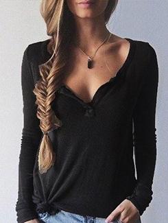 long sleeved henley top - 16176839 - Very Small Image - 1
