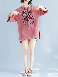 crew neck quirky print tee - 16176861 - Very Small Image - 1