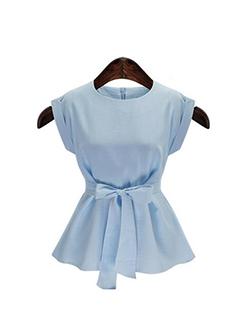 turn up sleeved bow tie top - 16176929 - Very Small Image - 1