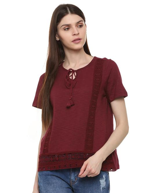 tie up neck solid top - 16178199 - Very Small Image - 1