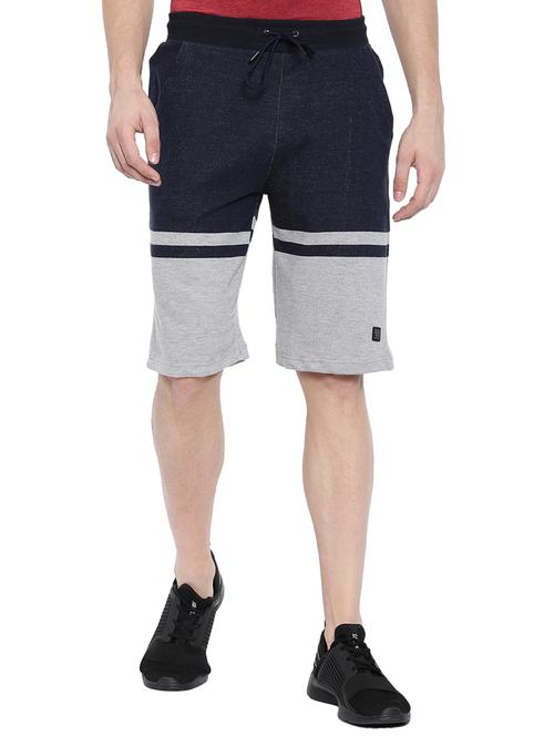 navy blue color block shorts - 16178748 - Very Small Image - 1