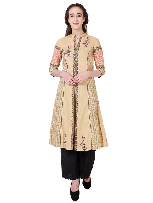 block printed a-line kurta - 16179248 - Very Small Image - 1